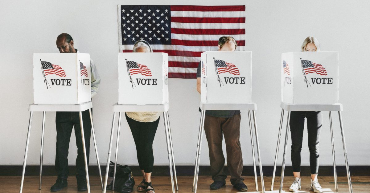 American at a polling booth